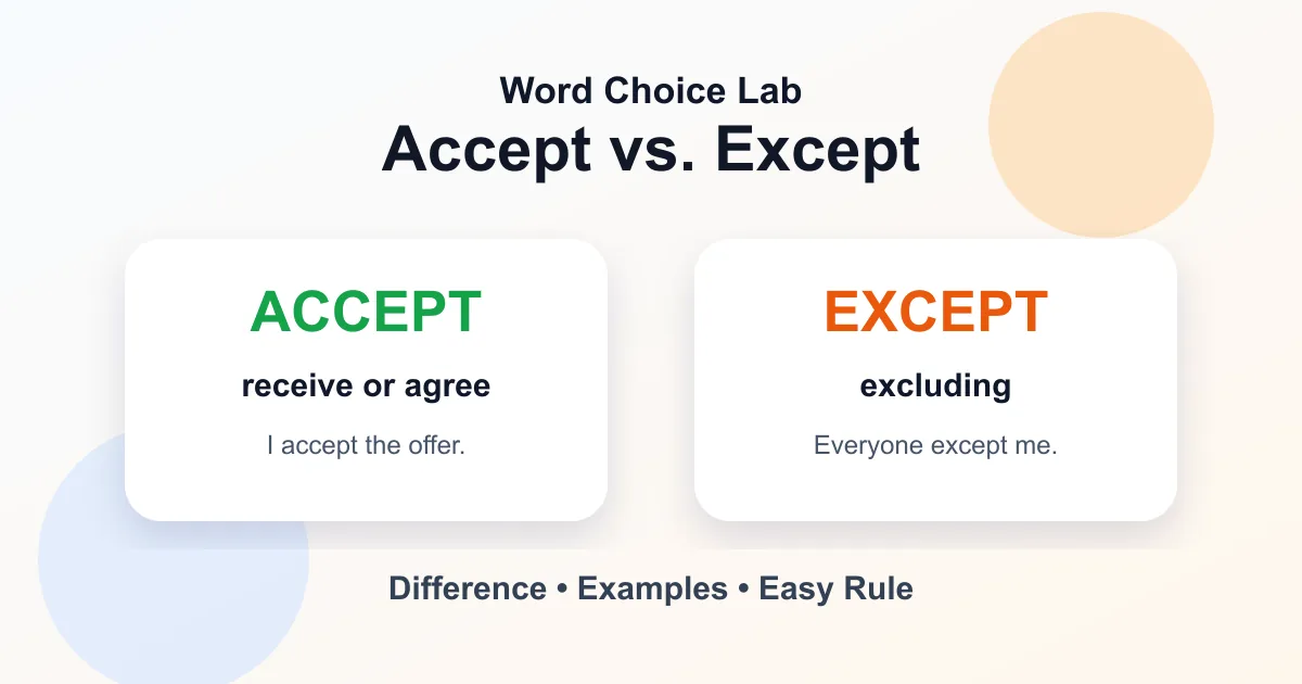 Accept vs. except difference: receive vs. exclude