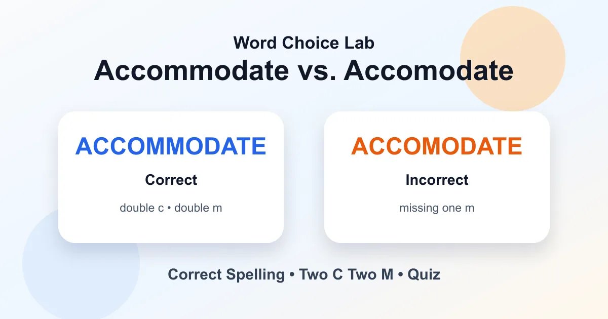 Accommodate vs. accomodate correct spelling: accommodate is correct and accomodate is wrong