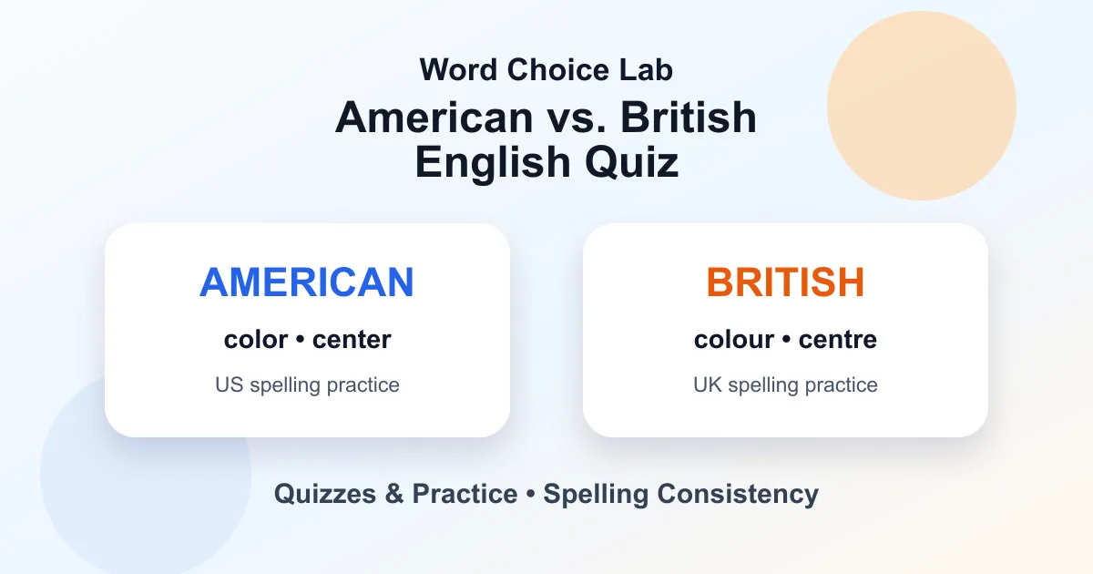 American vs British English quiz with spelling answers and examples