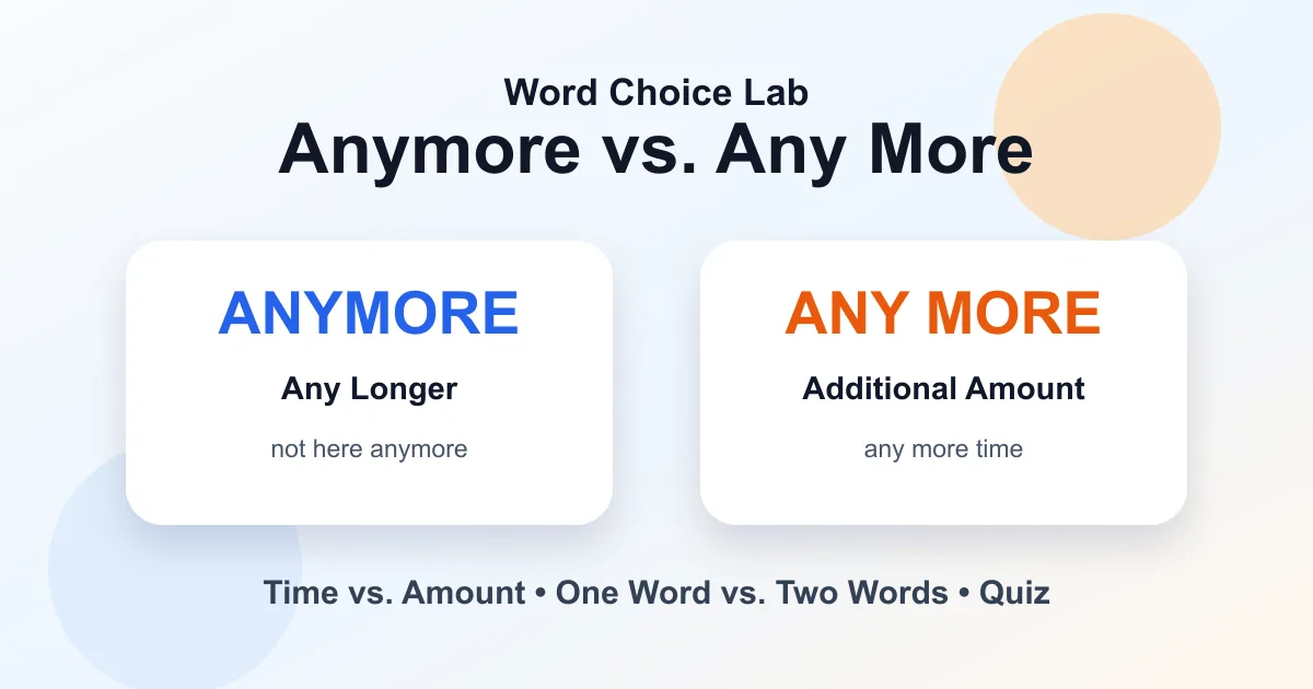 Anymore vs. any more difference: any longer vs additional amount
