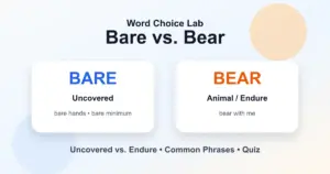 Bare vs. bear difference: uncovered vs carry or endure