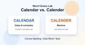 Calendar vs. calender spelling: calendar is for dates and calender is a machine