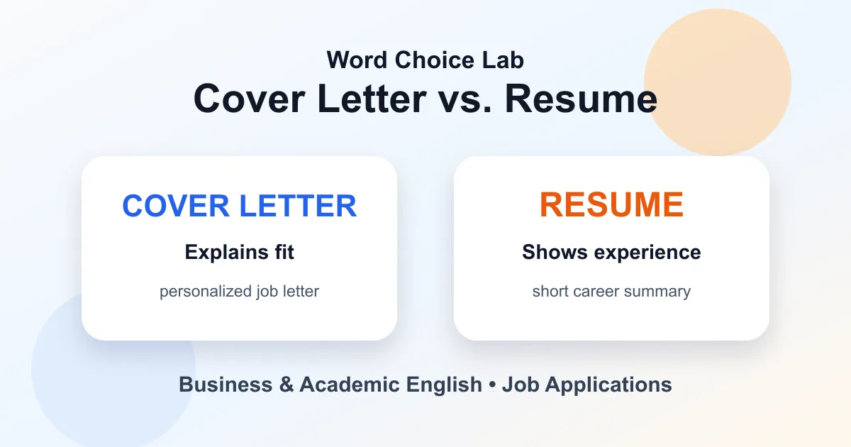 Cover letter vs resume difference: personal job letter vs short career summary