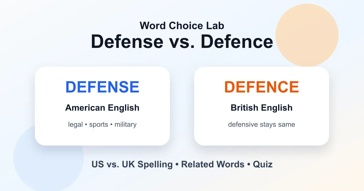 Defense vs. defence difference: American spelling vs. British spelling
