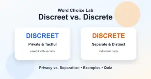 Discreet vs. discrete difference: private and tactful vs separate and distinct