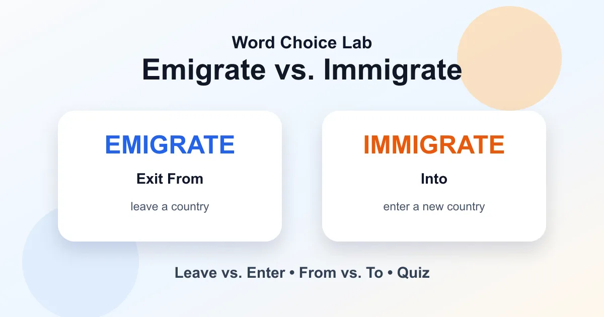 Emigrate vs. immigrate difference: leave a country vs enter a new country