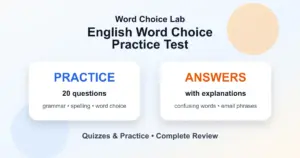 English word choice practice test with answers for confusing words grammar and spelling
