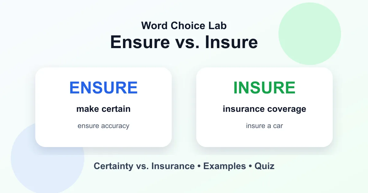 Ensure vs. insure difference: make certain vs. protect with insurance