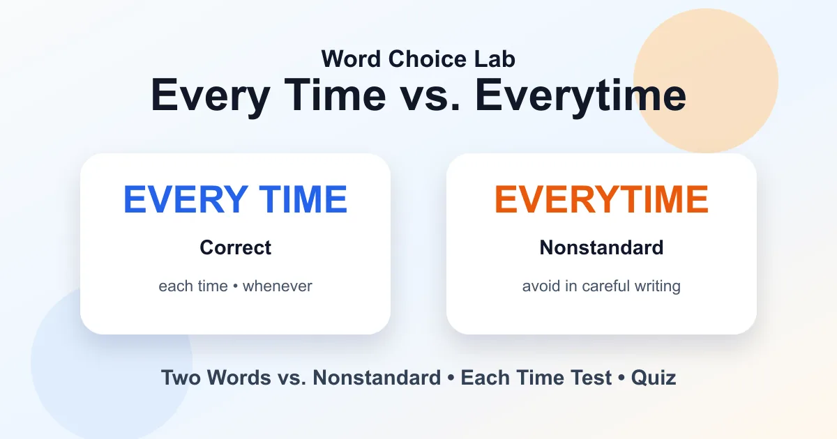 Every time vs. everytime difference: two words vs nonstandard spelling