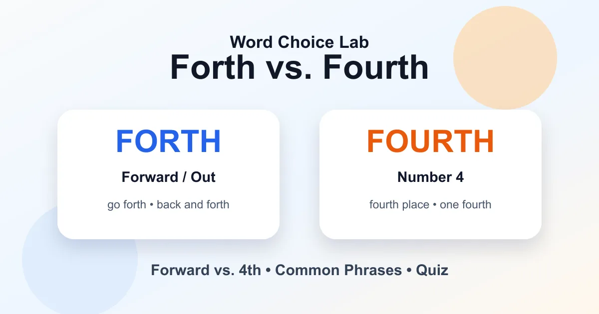 Forth vs. fourth difference: forward or onward vs number four position