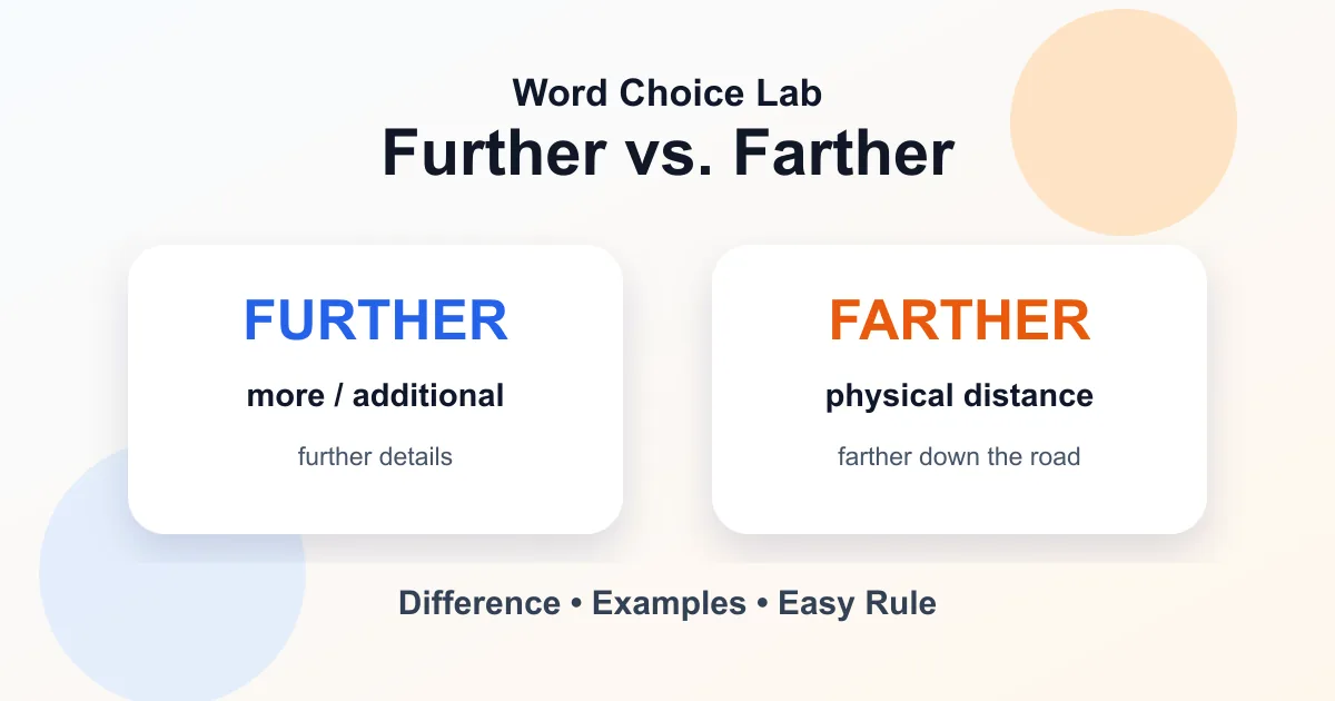 Further vs. farther difference: more progress vs. physical distance