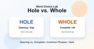 Hole vs. whole difference: opening or gap vs complete or all