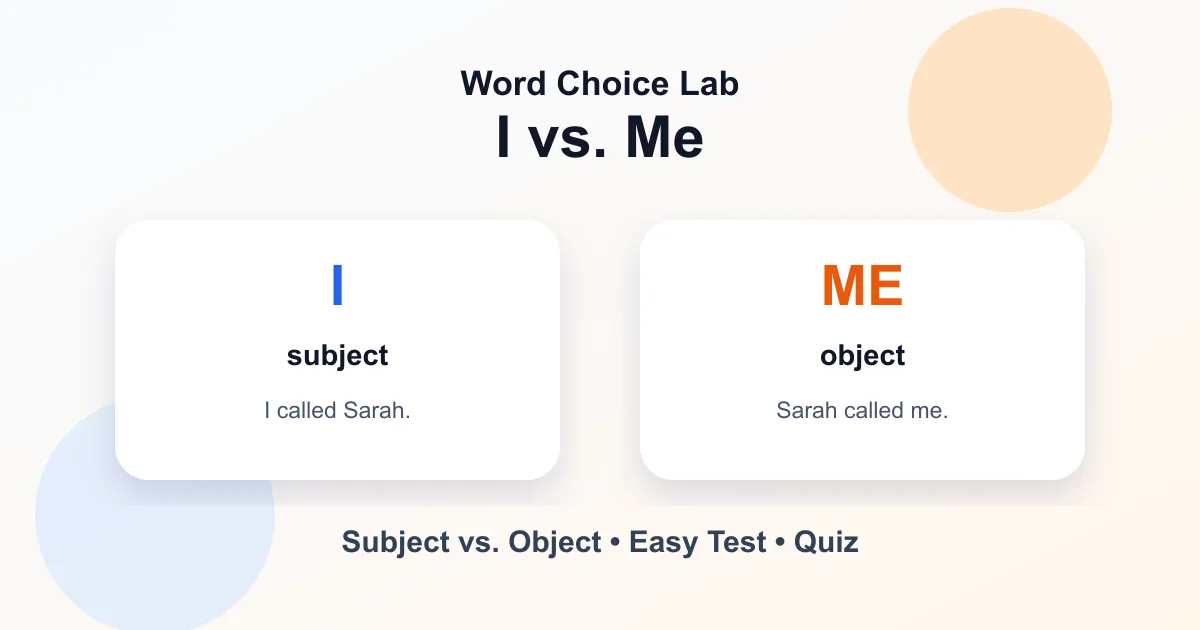 I vs. me difference: subject vs. object