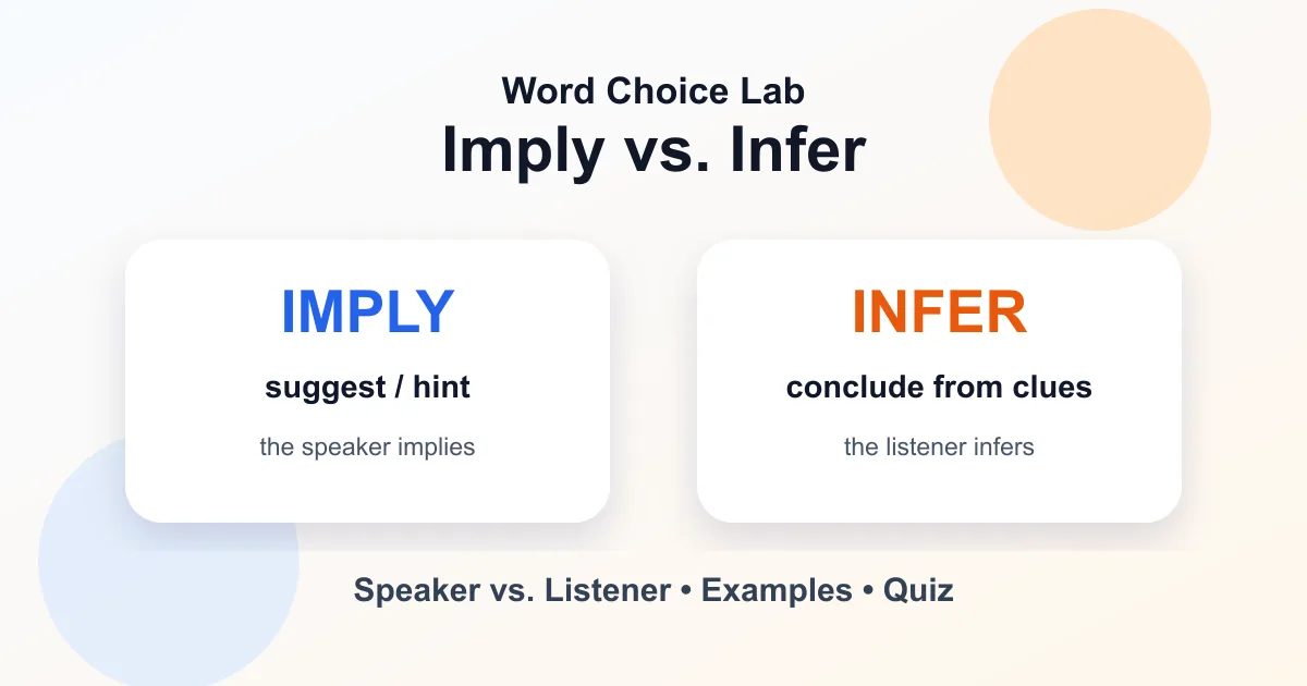 Imply vs. infer difference: suggest a meaning vs. understand from clues