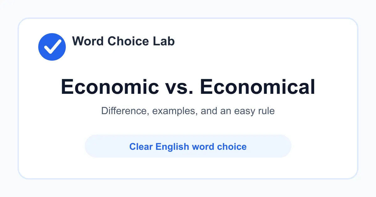 Economic vs Economical difference: related to the economy, money systems, or financial conditions vs saving money or resources