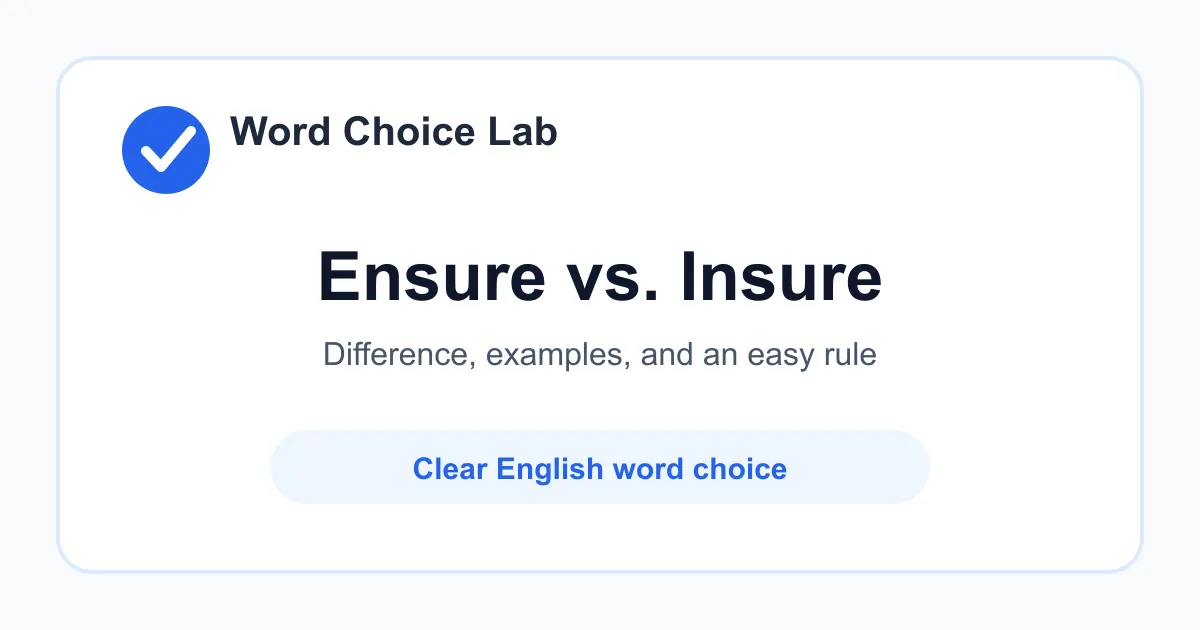 Ensure vs Insure difference: to make certain that something happens vs to protect with insurance