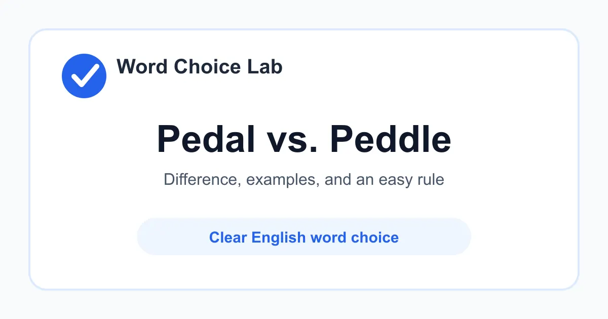 Pedal vs Peddle difference: a foot-operated lever, or to use pedals vs to sell goods, often by traveling, or to promote an idea