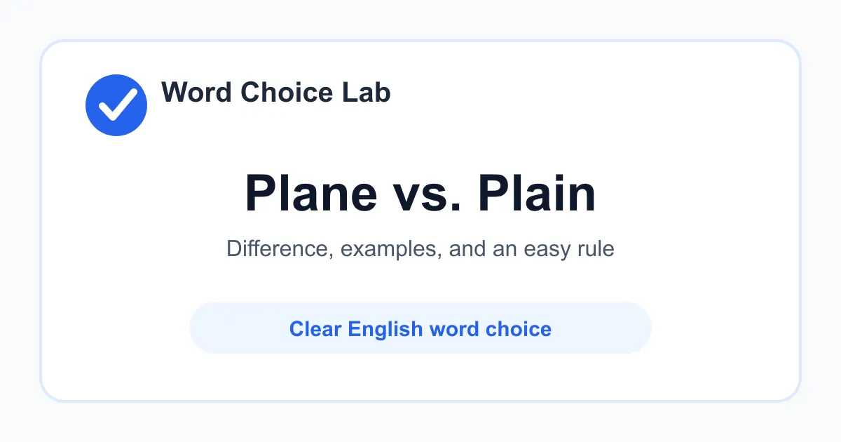 Plane vs Plain difference: an aircraft or a flat surface vs simple, clear, ordinary, or flat land