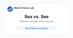 Sea vs See difference: a large body of salt water vs to notice with your eyes or understand