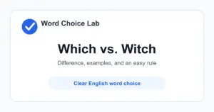 Which vs Witch difference: used to ask or identify one or more things from a group vs a person, often in stories, believed to have magic powers