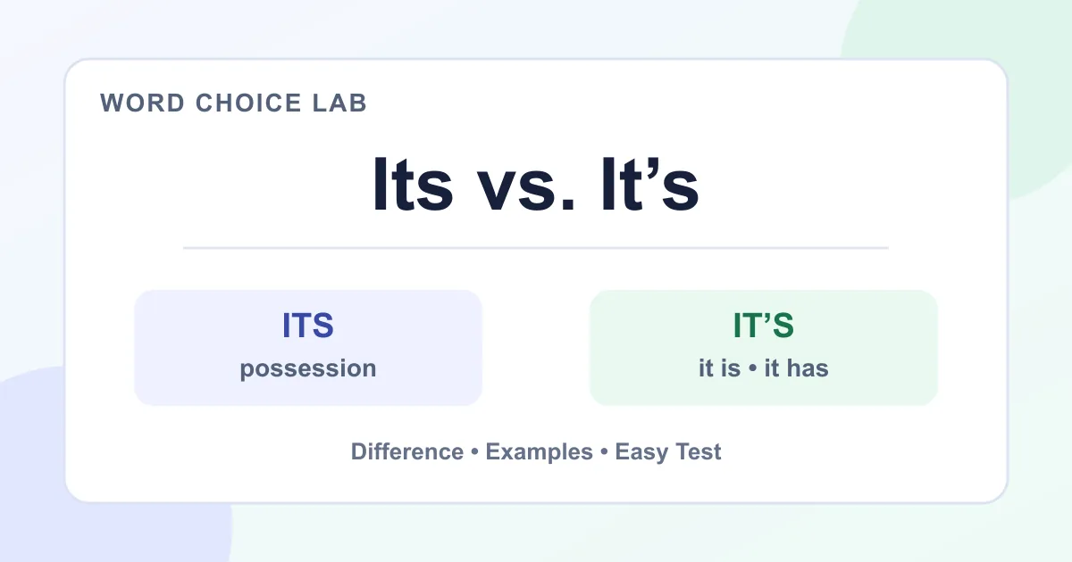 Its vs. it’s difference: possession vs. it is or it has