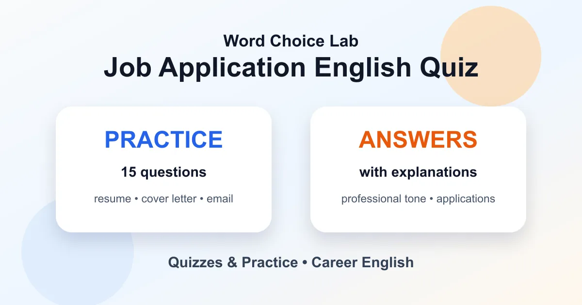 Job application English quiz with resume cover letter and email practice