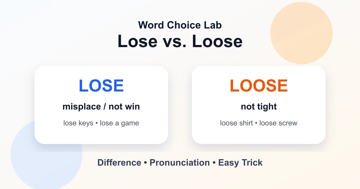 Lose vs. loose difference: not win or misplace vs. not tight