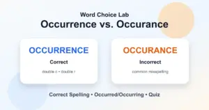 Occurrence vs. occurance correct spelling: occurrence is correct and occurance is wrong
