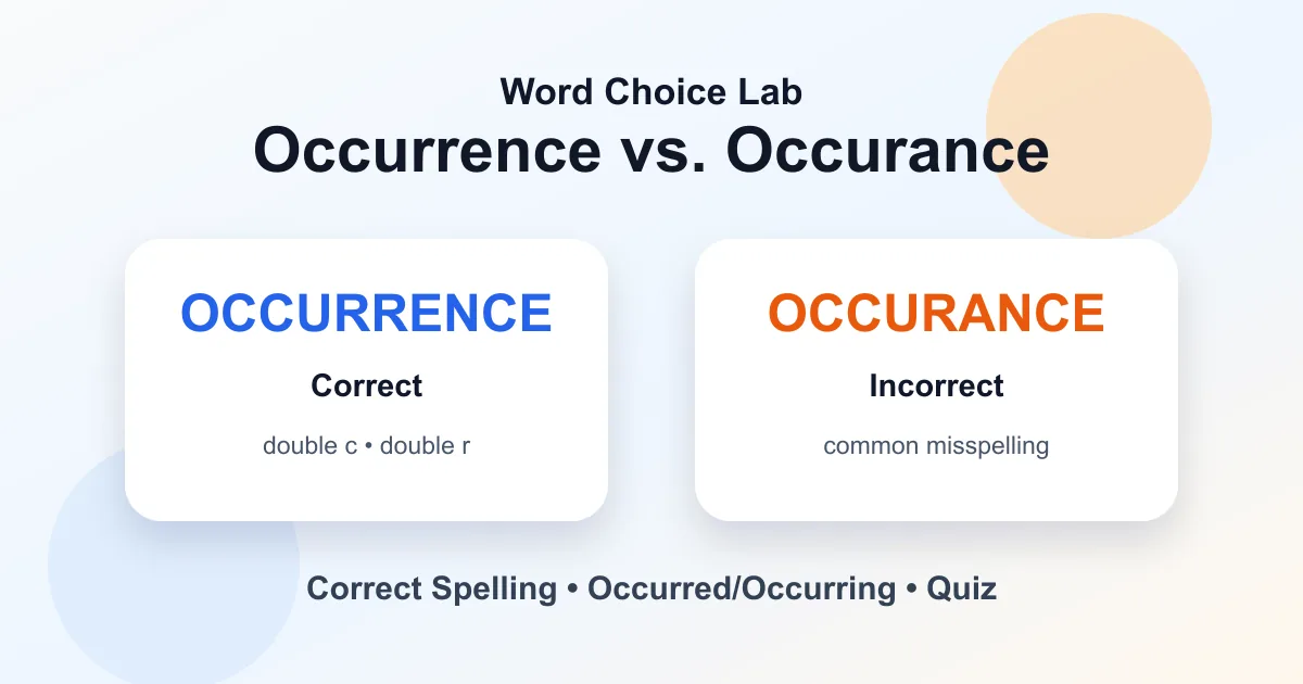 Occurrence vs. occurance correct spelling: occurrence is correct and occurance is wrong