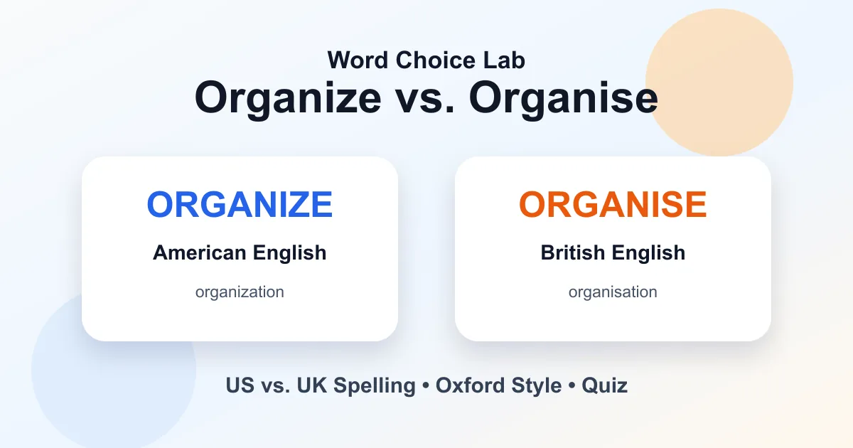 Organize vs. organise difference: American spelling vs. British spelling