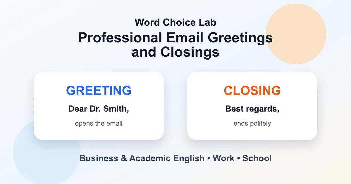 Professional email greetings and closings examples for work and school