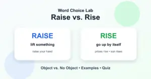 Raise vs. rise difference: lift something vs. go up by itself