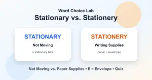 Stationary vs. stationery difference: not moving vs writing supplies