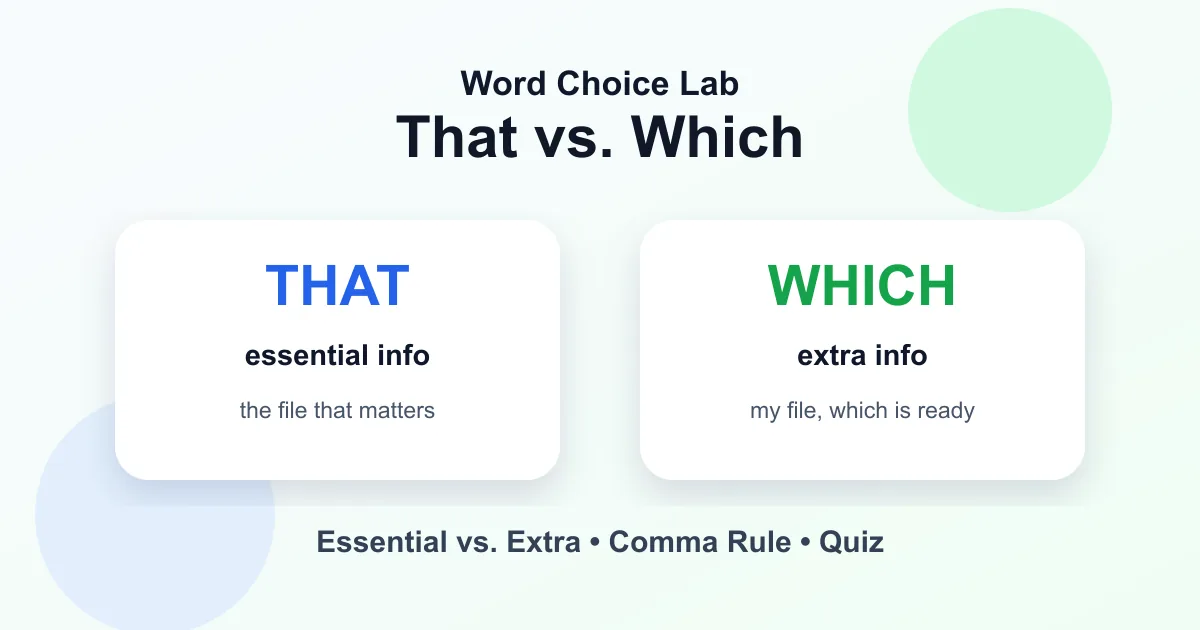 That vs. which difference: essential clause vs. extra information